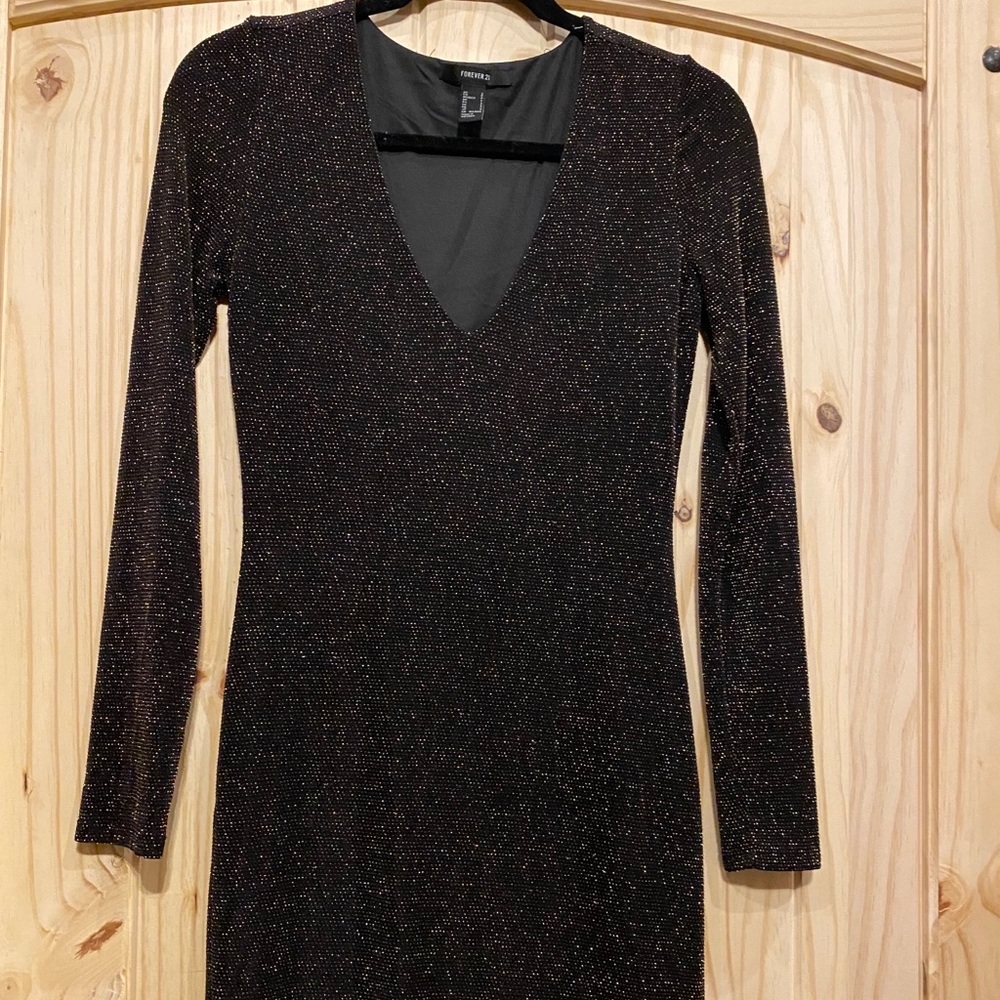 Gold and black sparkly bodycon dress